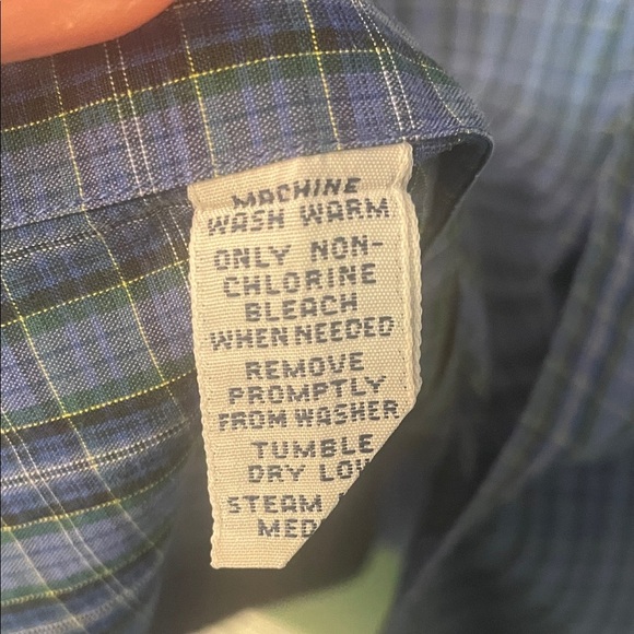 Ralph Lauren Yarmouth 100% Cotton Mens 17.5/34-35 Blue, Green & Navy Plaid Woven - Picture 4 of 6